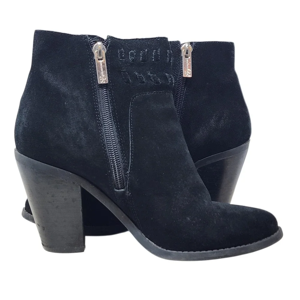 Jessica Simpson Chassie Booties‎ 6 Womens Black Suede Fringe Western Ankle Boots